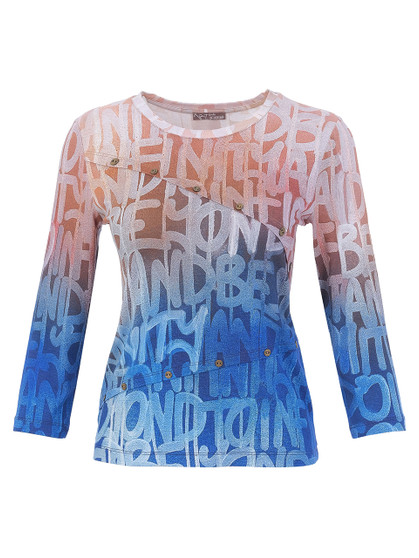 Front of the To Infinity And Beyond Print Buttons Top style 76620 from Dolcezza in the multi print
