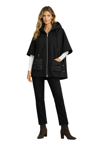 Front of the Hooded Zip Vest Jacket style 262175 from Orly in the color black