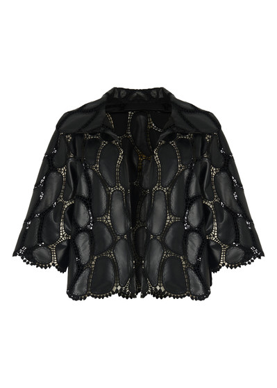 Front of the Pleather Mesh Edition Jacket style LE-22052 from  Kozan in the veil print