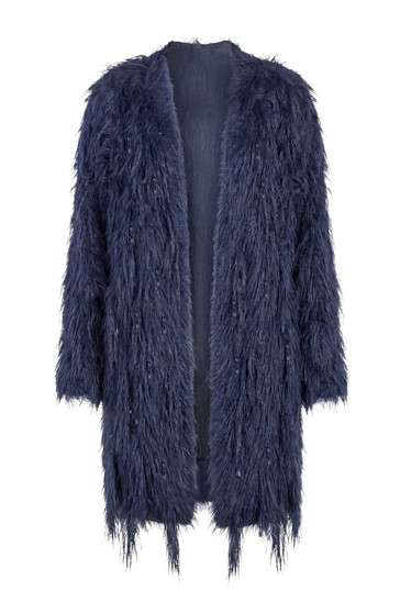 Front of the Fuzzy Open Front Knit Cardigan style LMC012SE14 from Liverpool Jeans in the color navy