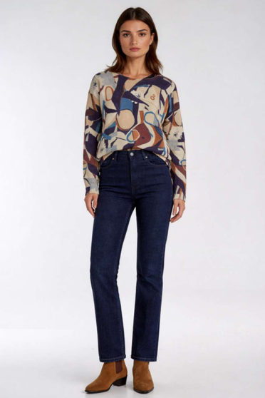 Front of the Mosaic Crew Neck Sweater style SW064 from Carreli Jeans in the mosaic print