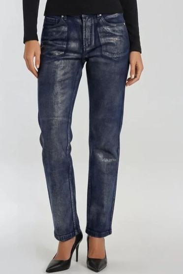 Front of the Foil Ankle Jeans style PR-154 from Carreli Jeans in the denim silver print