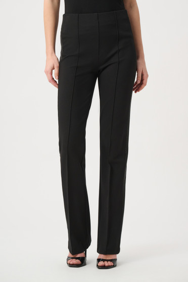 Front of the Flared Pants with Rhinestones style 264074 from Joseph Ribkoff in the color black