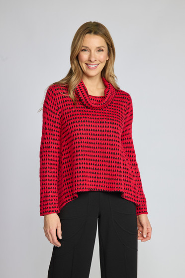 Front of the Spot On Cowl Neck Sweater style 891357 from Olivia in the color roma