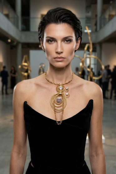 Front of the Gold Chain Twist Wire Necklace SKU 31903 from Jeff Lieb
