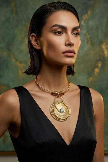 Front of the Round Statement Twist Wire Necklace SKU 31904 from Jeff Lieb