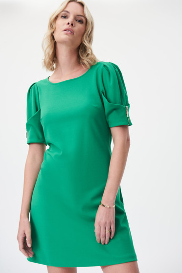 Front of the Zipper Sleeve Dress from Joseph Ribkoff in the color foliage green