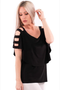 Front of the Ladder Sleeve Overlay Blouse from Michael Tyler in the color black