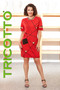Front of the Cut-Out Short Sleeve Dress from Tricotto in the color red