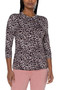 Front of the Scoop Back Knit Top from Liverpool in the animal print