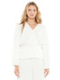 Front of the Pleated Peplum Top from WHY Dress in the color white