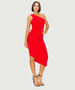 Side of the Ruched One Shoulder Dress from Last Tango in the color red
