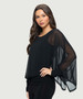 Side of the Chiffon Batwing Popover from Last Tango in the color black