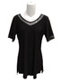 Front of the Mesh Neckline Top from Artex in the color black