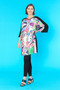 Front of the multicolor Abstract Face Tunic from Funsport