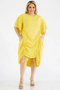 Front of the Drawstring Short Sleeve Dress from Karen T Design in the color yellow