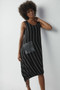 Front of the Striped Drawstring Dress from Liv in the color black