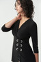 Side of the Wrap Front Grommet Top from Joseph Ribkoff in the color black