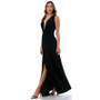 Side of the Twist Front Maxi Tank Dress from Ariella in the color black