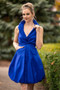 Front of the Triple Wired Collar Bubble Dress from Samuel Dong in the color cobalt blue