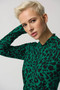 Front of the Leopard Mock Collar Top from Joseph Ribkoff in the colors black and green