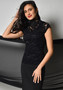 Front of the Floral Velour Lace Top from Frank Lyman in the color black