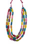 Front of the Multicolor Wood Bead Adjustable Necklace from Alisha D.