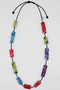Front of the Multicolor Resin Blocks Adjustable Necklace from Sylca