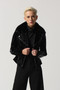 Front of the Faux-Leather Moto Jacket from Joseph Ribkoff in the color black