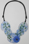Front of the Blue Frosted Flower Adjustable Necklace from Sylca