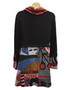 Back of the Cowl Neck Abstract Print Top from Michael Tyler in the colors yellow, orange and black