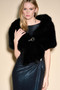 Front of the Faux Fur Cape from Joseph Ribkoff in the color black