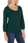 Front of the Knit Twist Back Top from Liverpool in the color deep emerald green