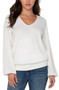 Front of the Twist Back Knit Top from Liverpool in the color cream