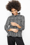 Front of the Funnel Neck Houndstooth Top from Liv by Habitat in the color sand