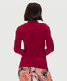 Back of the Ruched Mock Neck Top from Last Tango in the color burgundy