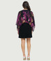 Back of the Floral Chiffon Ruffle Sleeved Dress from Last Tango in the colors black and orchid