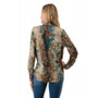 Back of the Printed Surplice Top from Ariella USA in the color teal