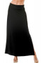 Front of the Flare Maxi Skirt with Side Slit from Ariella USA in the color black