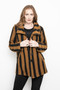 Front of the Striped Wool Swing Coat from Liv in the color cinnamon