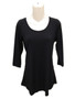 Front of the Janelle 3/4 Sleeve Basic Tunic in the color black from Kozan