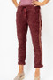 Front of the Corduroy Jegging with Silver Embellishment from Look Mode in the color wine