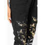 Close up of the Silver Gold Foil Jegging from Look Mode in the color black
