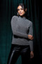 Front of the Shimmery Fitted Turtleneck from Elena Wang in the color silver