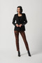 Front of the Animal Print Suede Slim Fit Pants from Joseph Ribkoff in the colors toffee and black