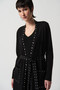 Close up of the Studded Sweater Knit Coatigan from Joseph Ribkoff in the color black