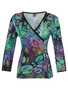 Front of the Crossover Printed Top from Dolcezza in the multicolor print