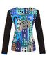 Back of the Printed Keyhole Top from Dolcezza in the multicolor City Stories print