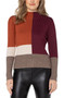 Front of the Mock Neck Pullover Sweater from Liverpool Jeans in the multicolor colorblock print