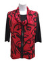 Front of the Zip Front Sleeveless Cowl Topper from Reina Lee in the red / multi print